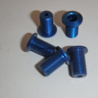 Set of Five (5) M8 Aluminum blue anodized Crank/Chain Ring long screw NOS