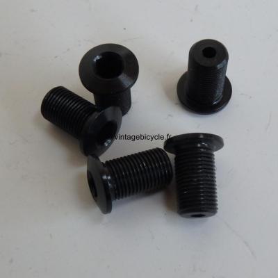 Set of Five (5) M8 Aluminum black anodized Crank/Chain Ring long screw NOS