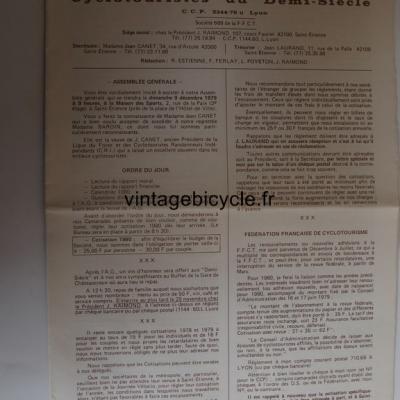 CYCLOTOURISTES DU DEMI-SIECLE 1979 - 11 - N° 20 novembre 1979