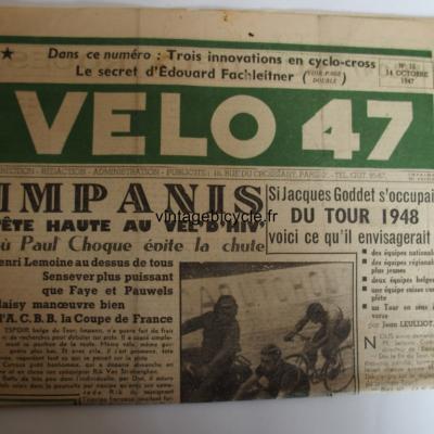 VELO 47 1947 - 10 - N°15 octobre 1947